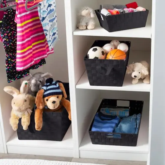 Simplify Large Woven Storage Shelf Bin Black {7}