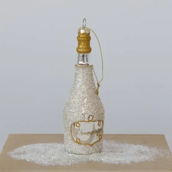 Hello Honey&reg; 6" Gold Glass Champagne Bottle Ornament {3}