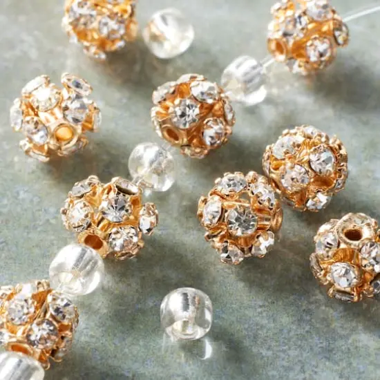 Gold Rhinestone Ball Beads, 6mm by Bead Landing&trade; {3}