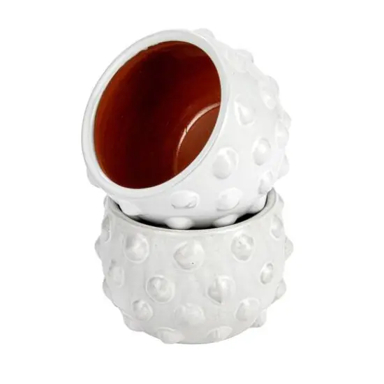 Hello Honey&reg; 5.5" White Bubbled Design Terra Cotta Planter {4}
