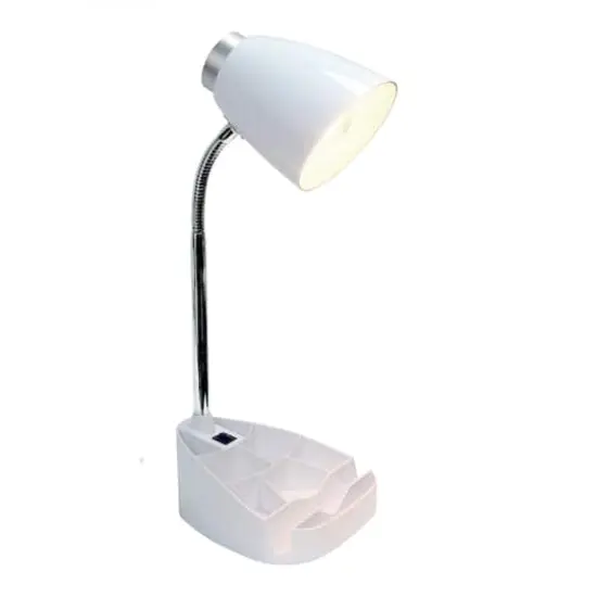 LimeLights 18.5" Gooseneck Organizer Desk Lamp with Tablet Stand White {3}
