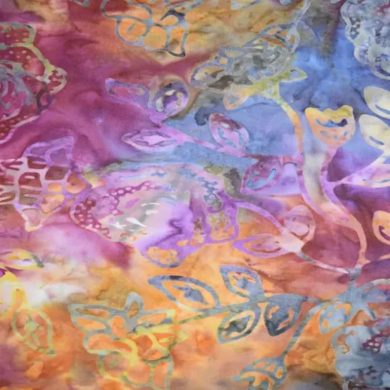 Feldman Batik Raspberry Lavender Tonal Stamp Rose Cotton Fabric {4}