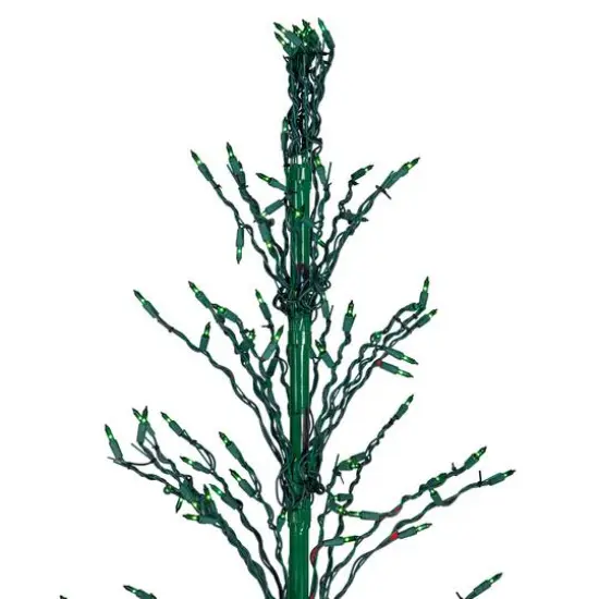 6ft. Pre-Lit Green Cascade Twig Artificial Christmas Tree, Green Lights {6}
