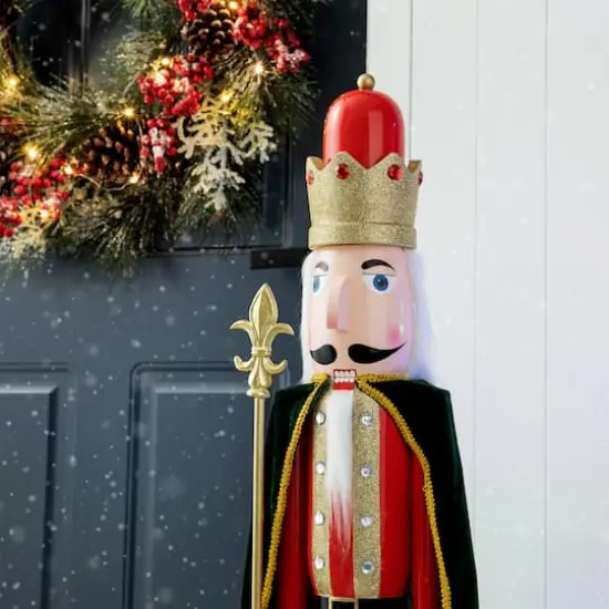 Glitzhome&reg; 3.5ft. Wooden Christmas King Nutcracker {6}