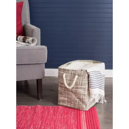 DII&reg; Large Tweed Rectangle Woven Paper Storage Bin Stone {5}