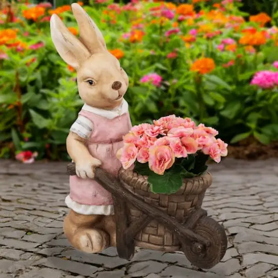 18.75" Girl Rabbit Outdoor Easter Garden Planter {5}