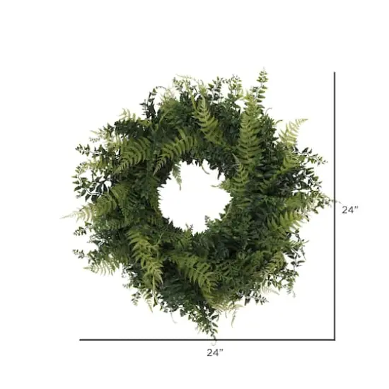 24" Green Buckler Fern & Grass Wreath {6}