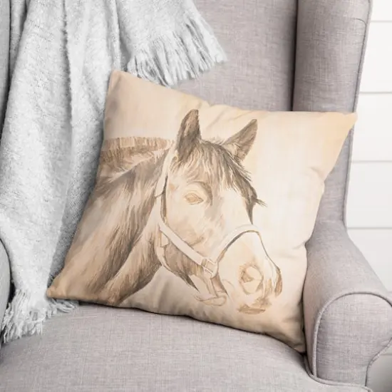 Black And White Horse Throw Pillow {3}