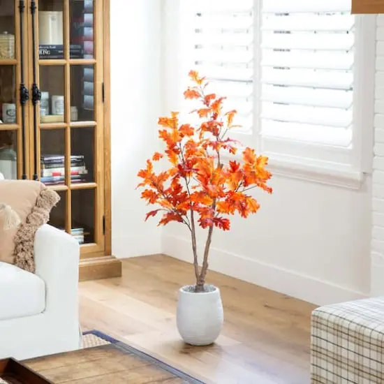 4ft. Potted Artificial Autumn Oak Tree {3}