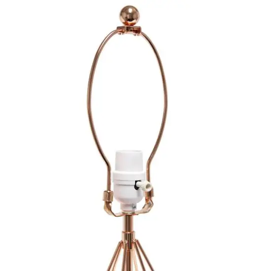 Lalia Home 23.5" Geometric Wired Table Lamp with Fabric Shade Rose Gold {7}