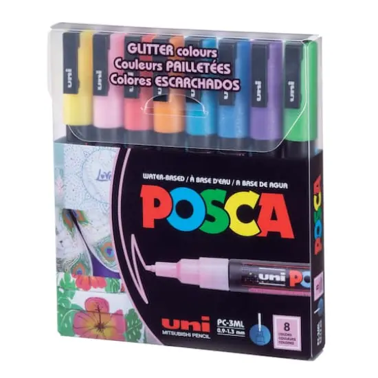 POSCA PC-3ML Fine Tip Glitter Paint Marker Set {11}