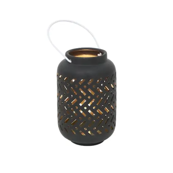 Flora Bunda&reg; 7.5" Chevron LED Ceramic Lantern {1}