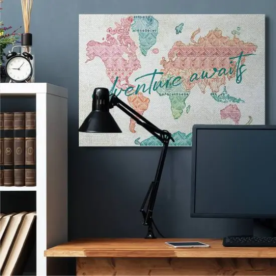 Stupell Industries Adventure Awaits World Map Canvas Wall Art {3}
