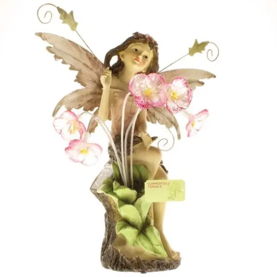 18" Peony Fairy Solar Statue {4}