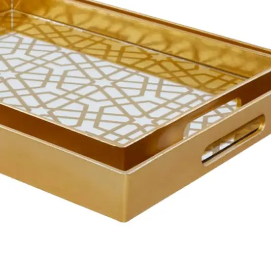 CosmoLiving by Cosmopolitan Matte Gold Plastic Glam Tray Set {5}