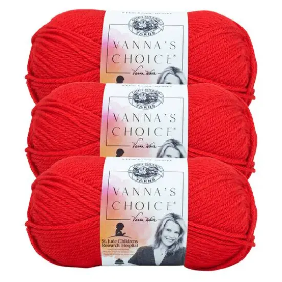 3 Pack Lion Brand&reg; Vanna's Choice&reg; Solid Yarn Scarlet {1}