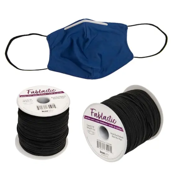 Beadsmith&reg; Fablastic&trade; 3mm Black Round Spandex Cord {6}