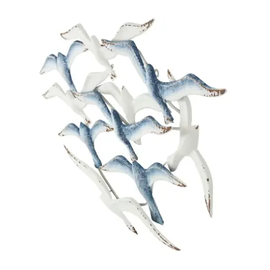 38" Blue Metal Bird Wall D&eacute;cor with Brown Distressed Accents {6}