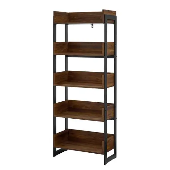 Walker Edison 64" Dark Walnut 5-Shelf Bookshelf {1}