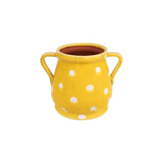 Hello Honey&reg; 8" Yellow & White Terra Cotta Planter {5}