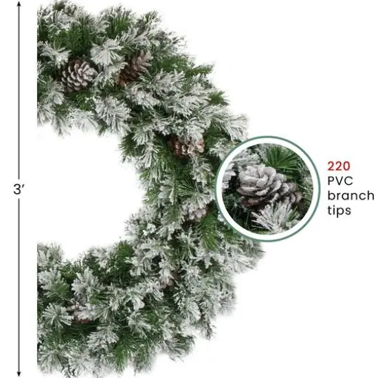36" Snowy Flocked Angel Pine with Pinecones Artificial Christmas Wreath {10}