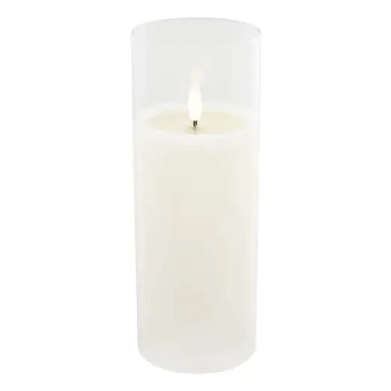 3" x 8" Flickering Flame LED Glass Wax Candle by Ashland&reg; White {3}