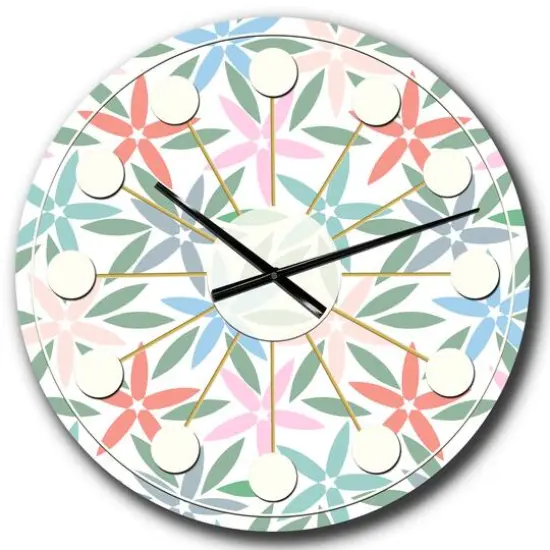 Designart 'Retro Abstract Flower Design Iii Mid-Century Modern Wall Clock {1}