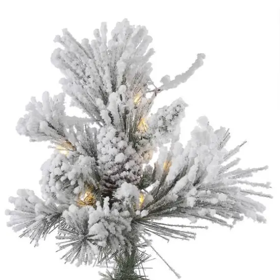 6.5ft. Pre-Lit Flocked Alberta Artificial Christmas Tree, Pure White LED Lights {4}