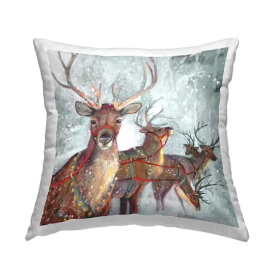 Stupell Industries Winter Reindeer Holiday Herd Throw Pillow {1}
