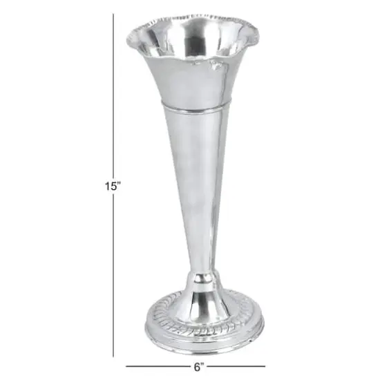 15" Silver Aluminum Traditional Vase {5}