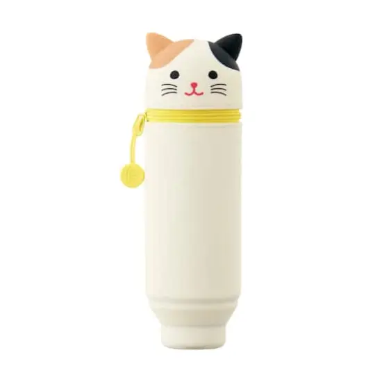 PuniLabo 9" Stand Up Silicone Animal Pen Case Calico Cat {1}