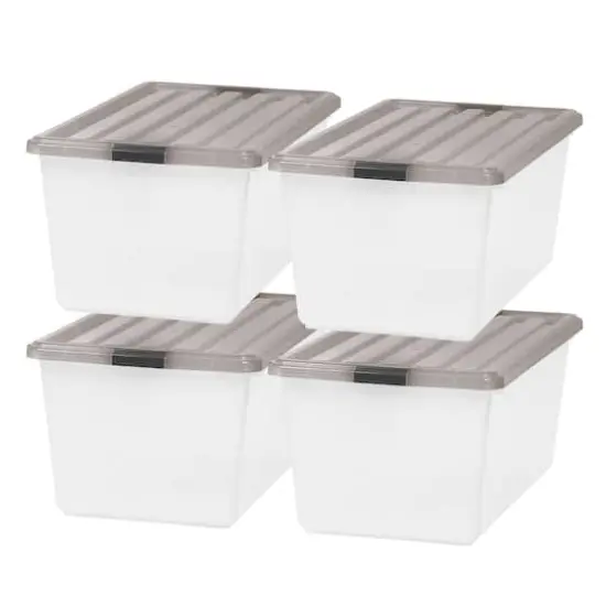 Iris® 91qt. Clear View Plastic Storage Bins with Gray Latching Buckle Lids, 4ct. {3}