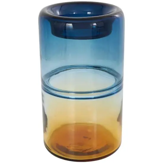 11" Blue & Yellow Ombre Cylinder Glass Vase {1}