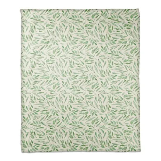 Green Leaf Pattern Fleece Blanket {1}
