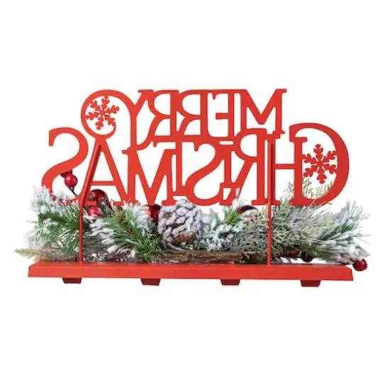 Glitzhome&reg; 14.5" Merry Christmas Metal Stocking Holder {8}