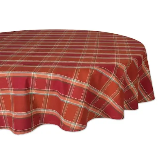 DII&reg; 70" Autumn Spice Plaid Round Tablecloth {1}