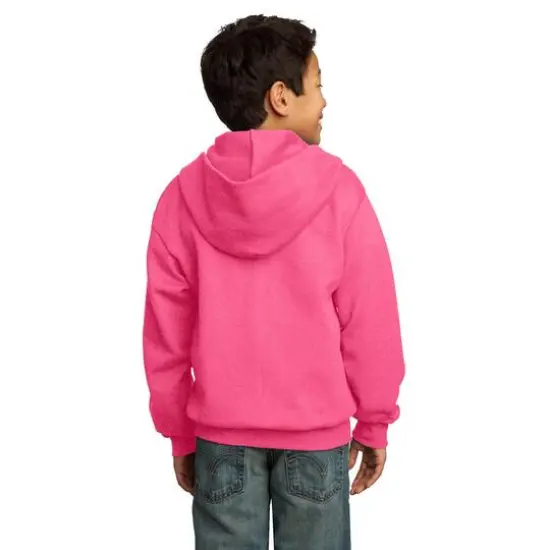 Port & Company® Youth Core Fleece Full-Zip Hooded Sweatshirt Neon Pink {6}