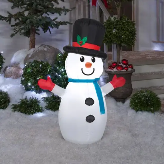 4ft. Airblown&reg; Inflatable Christmas Little Snowman in Top Hat {3}