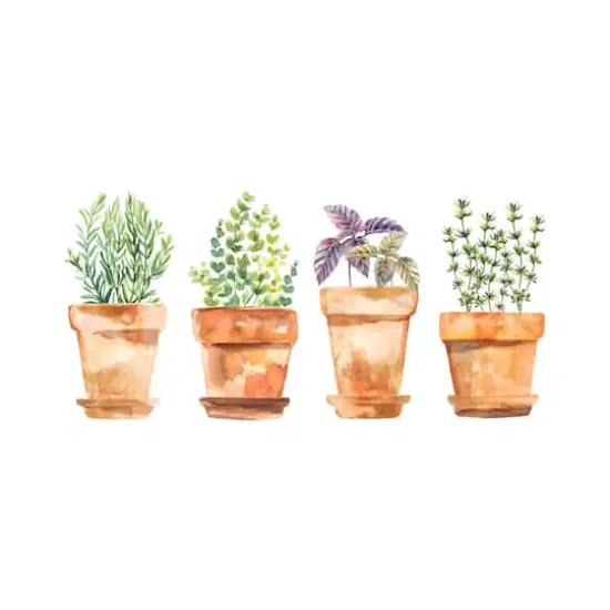 RoomMates Brown & Green Watercolor Potted Herbs Wall Decals {1}