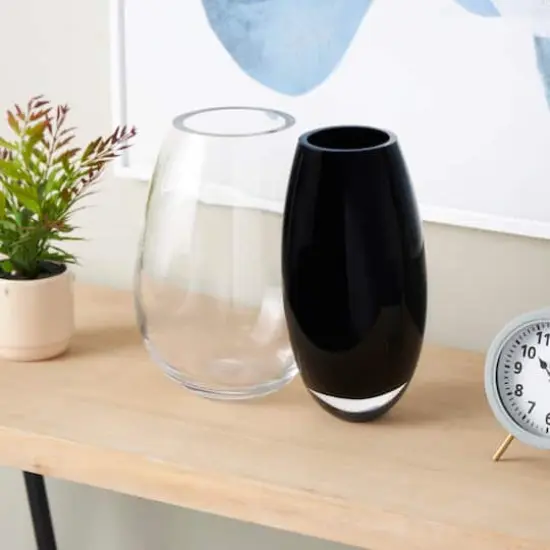 Black & Clear Abstract 2 Opening Recycled Glass Vase  {3}