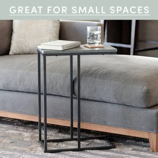 Household Essentials 25" Jamestown C-Shaped End Table Gray {6}