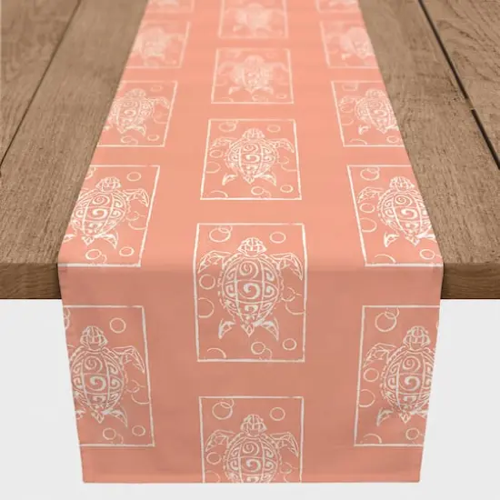 72" Coral Sea Turtle Stamp Indoor/Outdoor Table Runner {4}