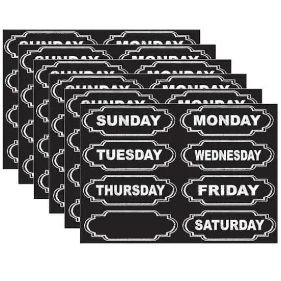 Ashley Productions Chalkboard Days of the Week Magnets, 6 Packs of 8 {1}
