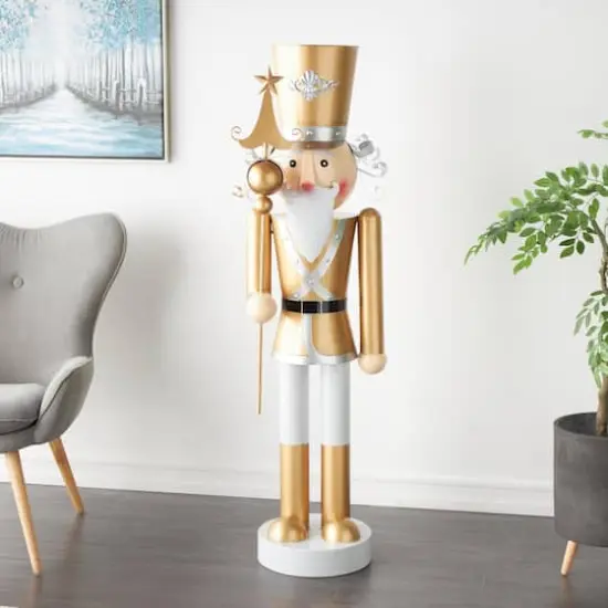 58" Gold & Silver Standing Nutcracker Sculpture {3}