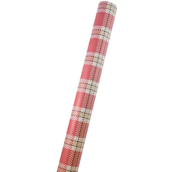 JAM Paper Red Plaid Kraft Gift Wrap {3}