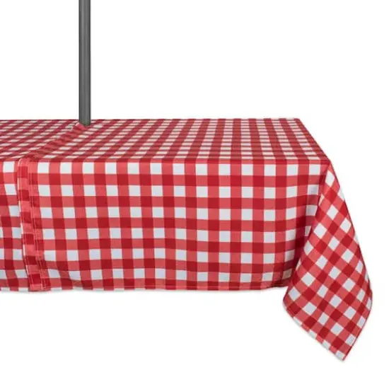 DII&reg; 84" Red Check Outdoor Tablecloth With Zipper {1}