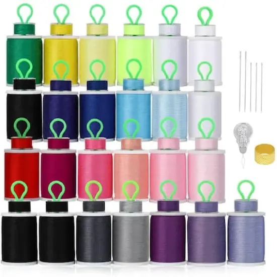 HAITRAL&reg; 21 Color Radiant Cotton Sewing Thread And Bobbins Set {1}
