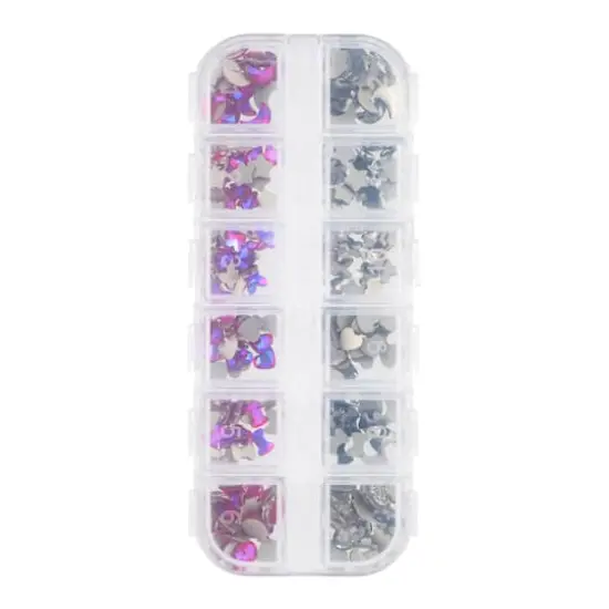 Mixed Shapes Glass Flatback Rhinestones by Bead Landing&trade; Fuchsia and Dark Grey {4}