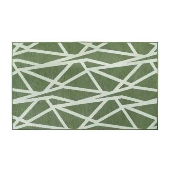 My Magic Carpet Intersections Washable Rug Juniper Green {1}