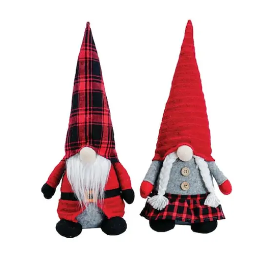 Santa's Workshop 13" Buffalo Plaid Gnomes Set {1}